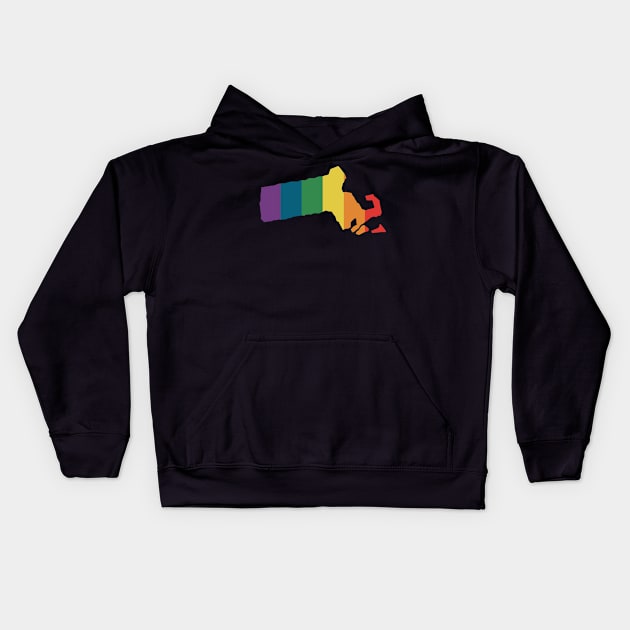 Massachusetts State Rainbow Kids Hoodie by n23tees